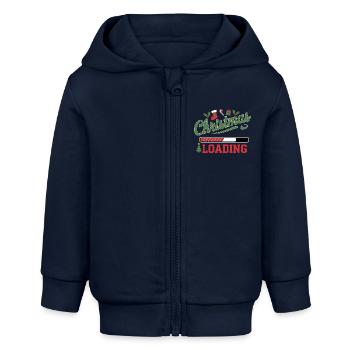 Christmas Loading Loading Bar Christmas - Baby Organic Zip-up Hoodie by Stanley/Stella - navy - Front
