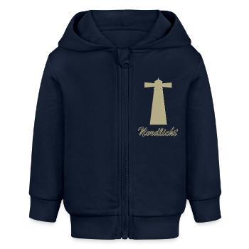 Northern Lights - Lighthouse - Coastal Children - Baby Organic Zip-up Hoodie by Stanley/Stella - navy - Front