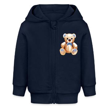 TEDDY BEAR - TEDDYBÄR - KUSCHELBÄR - PLÜSCHBÄR - Baby Organic Kapuzenjacke Baby Connector von Stanley/Stella - Navy - Vorne