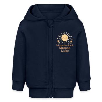 Ich leuchte durch Mamas Liebe – Geschenk Baby - Baby Organic Kapuzenjacke Baby Connector von Stanley/Stella - Navy - Vorne
