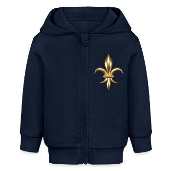 Fleur de Lys / Fleur de Lis à l’aspect or ballon - Veste à capuche bébé bio Stanley/Stella - bleu marine - Devant