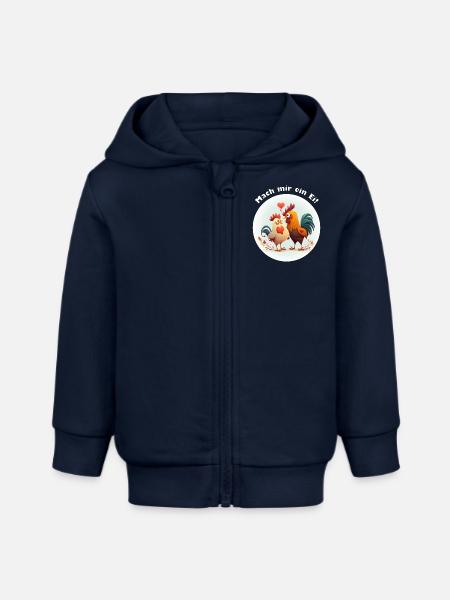 Mach mir ein Ei - Baby Organic Kapuzenjacke Baby Connector von Stanley/Stella - Navy