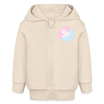 Bee Contrast Red Pastel Blue - Baby Organic Zip-up Hoodie by Stanley/Stella - soft Ecru - Front