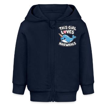 Narval Dire Narvals Drôle Narval Cadeau - Veste à capuche bébé bio Stanley/Stella - bleu marine - Devant