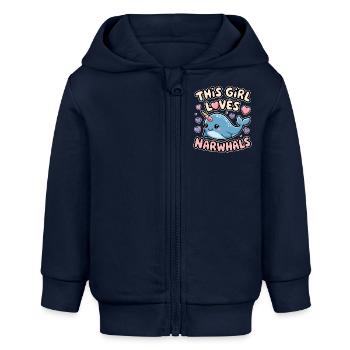 Narval Dire Narvals Drôle Narval Cadeau - Veste à capuche bébé bio Stanley/Stella - bleu marine - Devant
