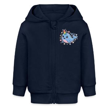 Narval Dire Narvals Drôle Narval Cadeau - Veste à capuche bébé bio Stanley/Stella - bleu marine - Devant