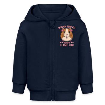 Dicton de cochon d’Inde, Cadeau de cochon d’Inde - Veste à capuche bébé bio Stanley/Stella - bleu marine - Devant