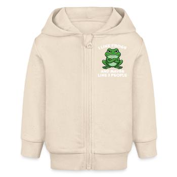 Frog Saying Toad Funny Frogs Gift - Baby Organic Zip-up Hoodie by Stanley/Stella - soft Ecru - Front
