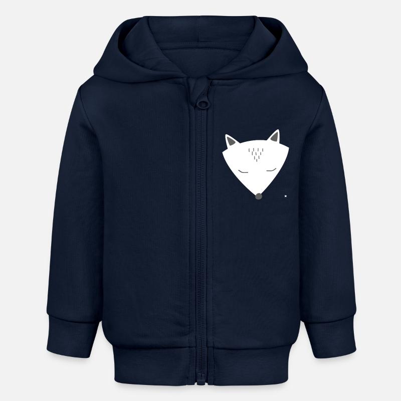 renard arctique - Veste à capuche bébé bio Stanley/Stella - bleu marine