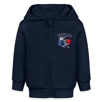 J peux pas j ai match 1 - Veste à capuche bébé bio Stanley/Stella - bleu marine - Devant
