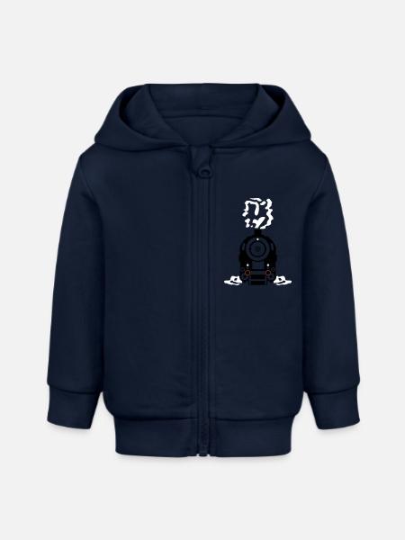 Dampflok Rauch Dampf Qualm - Baby Organic Kapuzenjacke Baby Connector von Stanley/Stella - Navy