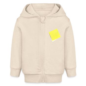 note jaune , adhésif , sticky note - Veste à capuche bébé bio Stanley/Stella - écru doux - Devant
