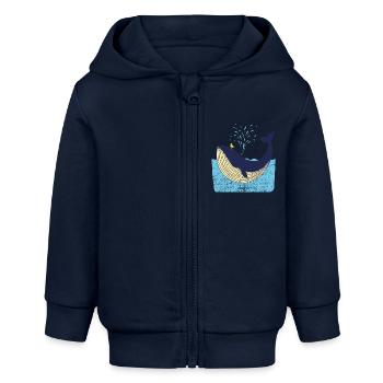 duilio whale - Baby Organic Zip-up Hoodie by Stanley/Stella - navy - Front