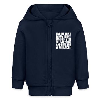 lustige witzige Sprüche - Baby Organic Kapuzenjacke Baby Connector von Stanley/Stella - Navy - Vorne