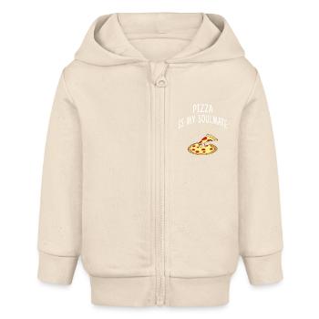Pizza - Baby Organic Kapuzenjacke Baby Connector von Stanley/Stella - Natur - Vorne