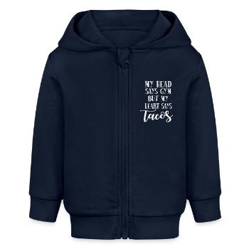 lustige Sprüche - Baby Organic Kapuzenjacke Baby Connector von Stanley/Stella - Navy - Vorne