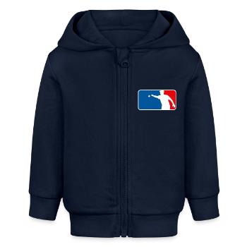 Petanque Boule Logo Major League USA France Style - Baby Organic Kapuzenjacke Baby Connector von Stanley/Stella - Navy - Vorne