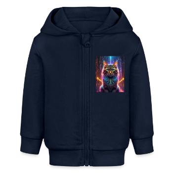 Matrix Katze - Baby Organic Kapuzenjacke Baby Connector von Stanley/Stella - Navy - Vorne
