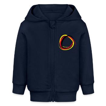 srg02 schwarz rot gold - Baby Organic Kapuzenjacke Baby Connector von Stanley/Stella - Navy - Vorne