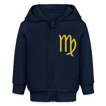 Zodiac sign Virgo, exclusive t-shirt design - Baby Organic Zip-up Hoodie by Stanley/Stella - navy - Front