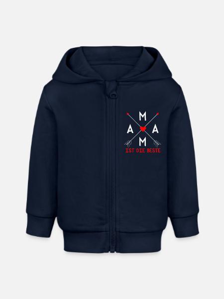 Mama ist die Beste - Baby Organic Kapuzenjacke Baby Connector von Stanley/Stella - Navy