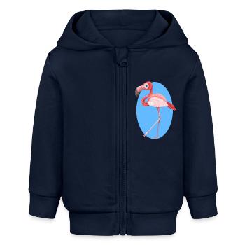 Flamingo - Baby Organic Kapuzenjacke Baby Connector von Stanley/Stella - Navy - Vorne
