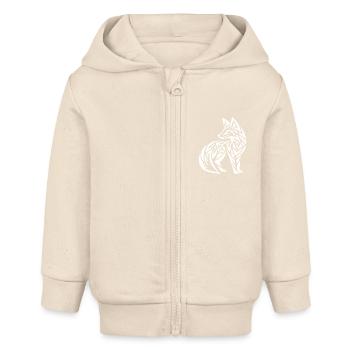 Niedlicher Fuchs im Tribal Tattoo Style - Baby Organic Kapuzenjacke Baby Connector von Stanley/Stella - Natur - Vorne