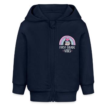 Erste Klasse Stimmung - Baby Organic Kapuzenjacke Baby Connector von Stanley/Stella - Navy - Vorne