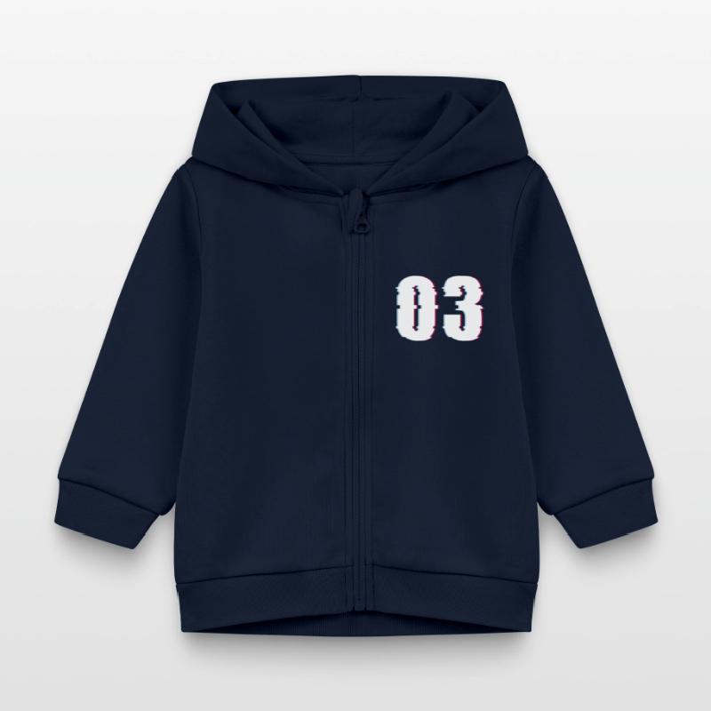 Three 3 Three 03 Number Effect Distorted Number Baby Organic Zip-up Hoodie by Stanley/Stella