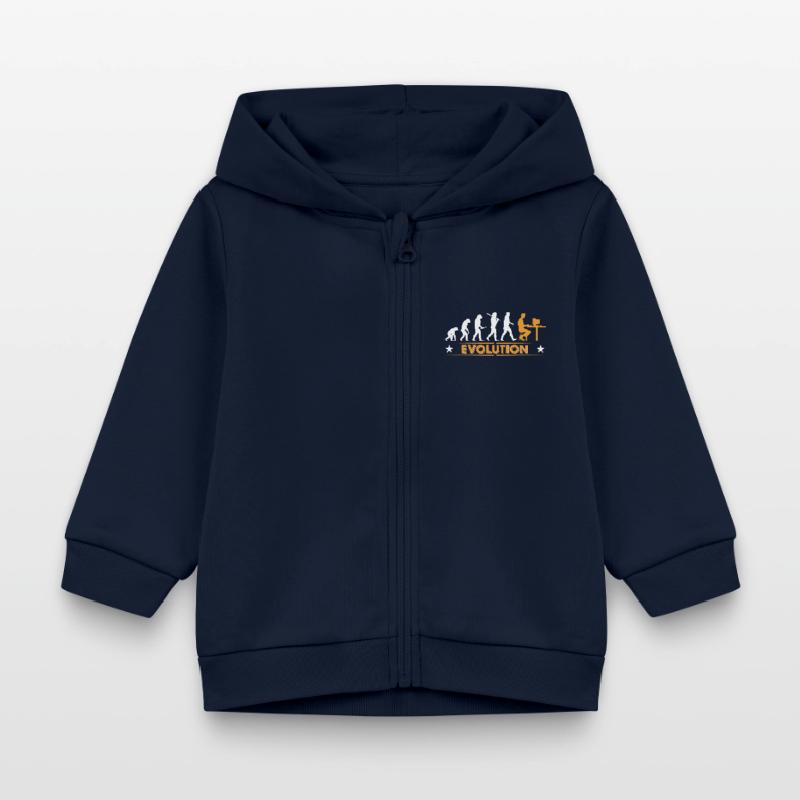 Computer Nerd Evolution - orange/weiss Baby Organic Kapuzenjacke Baby Connector von Stanley/Stella