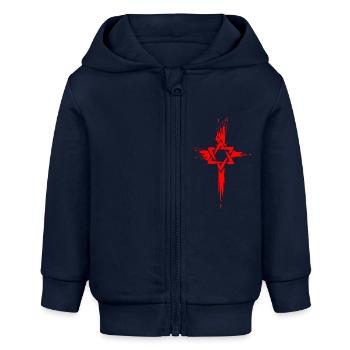 Messianic Jews Jewish Christians David Star Cross - Baby Organic Zip-up Hoodie by Stanley/Stella - navy - Front