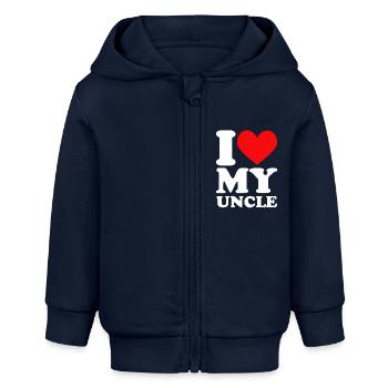 Uncle gift for childbirth Newborn child baby - Baby Organic Zip-up Hoodie by Stanley/Stella - navy - Front