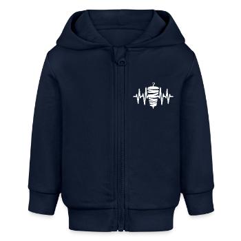 Kebab Grill Herzschlag - Baby Organic Kapuzenjacke Baby Connector von Stanley/Stella - Navy - Vorne
