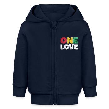 One Love Reggae Musik - Baby Organic Kapuzenjacke Baby Connector von Stanley/Stella - Navy - Vorne