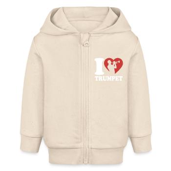 I Love Trumpet - Trompeten Spieler - Hobby - Baby Organic Kapuzenjacke Baby Connector von Stanley/Stella - Natur - Vorne