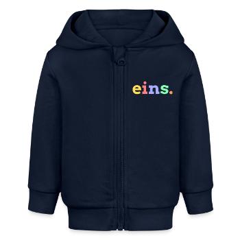 eins 1. Geburtstag Geburtstagsgeschenk - Baby Organic Kapuzenjacke Baby Connector von Stanley/Stella - Navy - Vorne