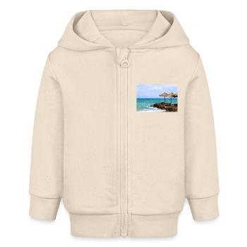 Sommer Sonne Strand Meer Poster - Baby Organic Kapuzenjacke Baby Connector von Stanley/Stella - Natur - Vorne