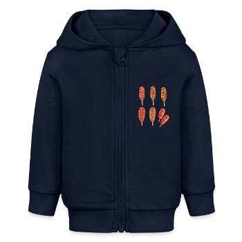 Corn Dog - Baby Organic Kapuzenjacke Baby Connector von Stanley/Stella - Navy - Vorne