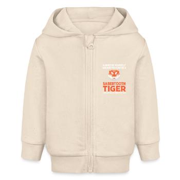 Säbelzahntiger Urzeit - Baby Organic Kapuzenjacke Baby Connector von Stanley/Stella - Natur - Vorne