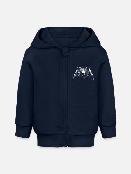 Bär / Kopf / Bear - Baby Organic Kapuzenjacke Baby Connector von Stanley/Stella - Navy