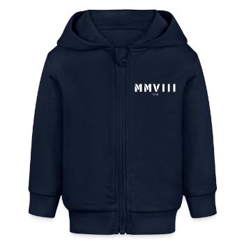 Römische Zahl Geburtsjahr Made in 2008 - Baby Organic Kapuzenjacke Baby Connector von Stanley/Stella - Navy - Vorne