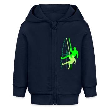 Kletterer beim Abseilen - Baby Organic Kapuzenjacke Baby Connector von Stanley/Stella - Navy - Vorne