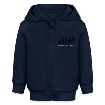 Evolution Klarinette Spielerin - Baby Organic Kapuzenjacke Baby Connector von Stanley/Stella - Navy - Vorne