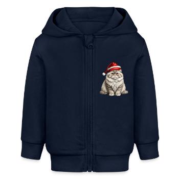 Christmas Persian cat - Baby Organic Zip-up Hoodie by Stanley/Stella - navy - Front