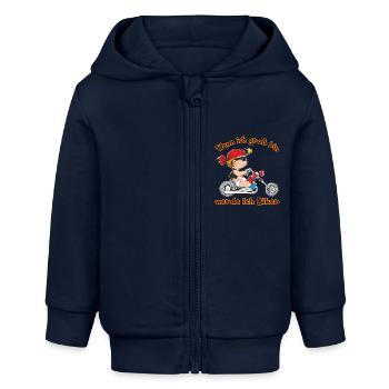 CD - wenn ich groß bin werde ich Biker - Motorrad - Baby Organic Kapuzenjacke Baby Connector von Stanley/Stella - Navy - Vorne