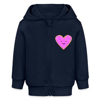 Heart donut - Baby Organic Zip-up Hoodie by Stanley/Stella - navy - Front