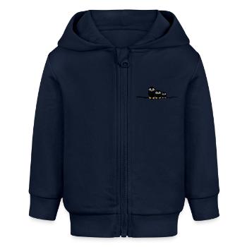 trois hiboux sur une branche - Veste à capuche bébé bio Stanley/Stella - bleu marine - Devant