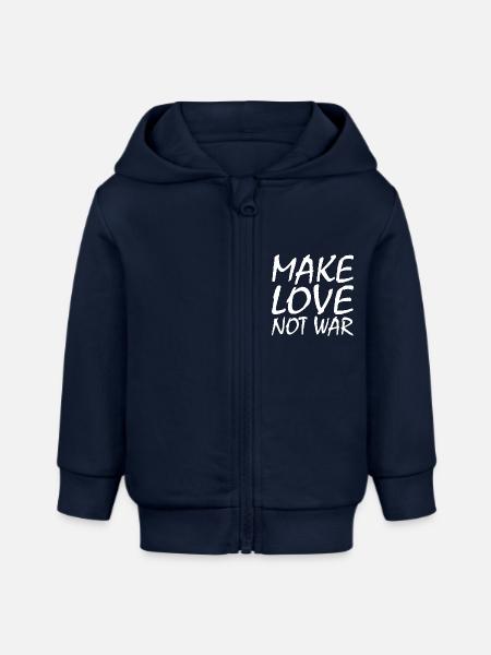 Make love not war - Baby Organic Kapuzenjacke Baby Connector von Stanley/Stella - Navy
