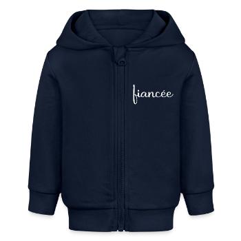 Verlobte Matching Verlobung Hochzeit Flitterwochen - Baby Organic Kapuzenjacke Baby Connector von Stanley/Stella - Navy - Vorne
