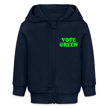 Vote green - Baby Organic Zip-up Hoodie by Stanley/Stella - navy - Front